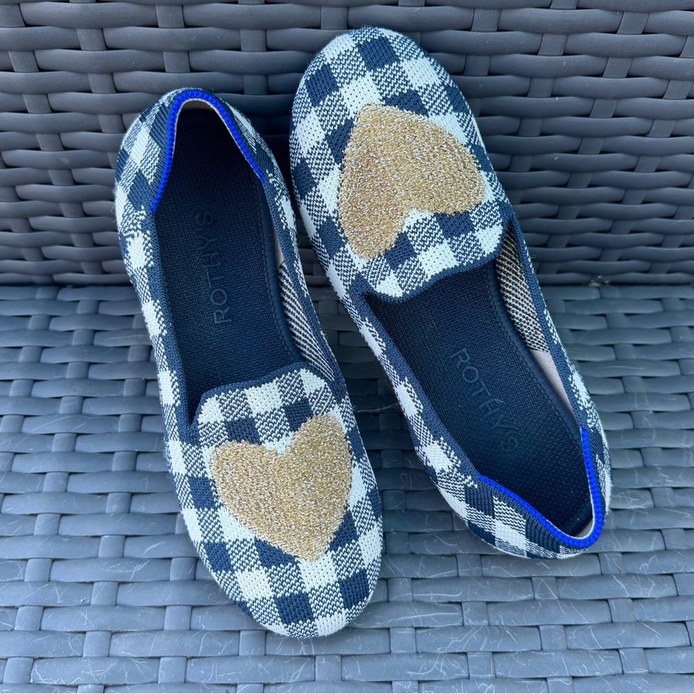 Kids Rothy's Gingham Heart Flats